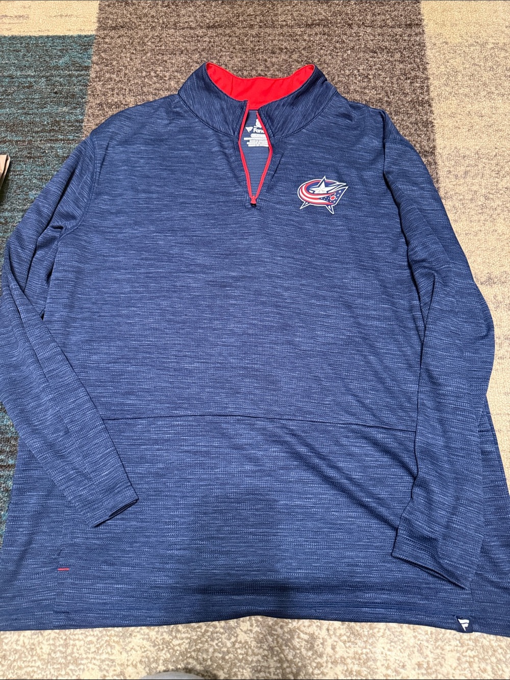 Fanatics Navy 1/4-Zip Columbus Blue Jackets Pullover with Red Trim